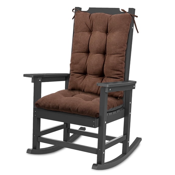Shinnwa Rocking Chair Cushion 17 x 17/21 Inch Seat Cushions Set Non-Slip for Indoor Living Room, Brown