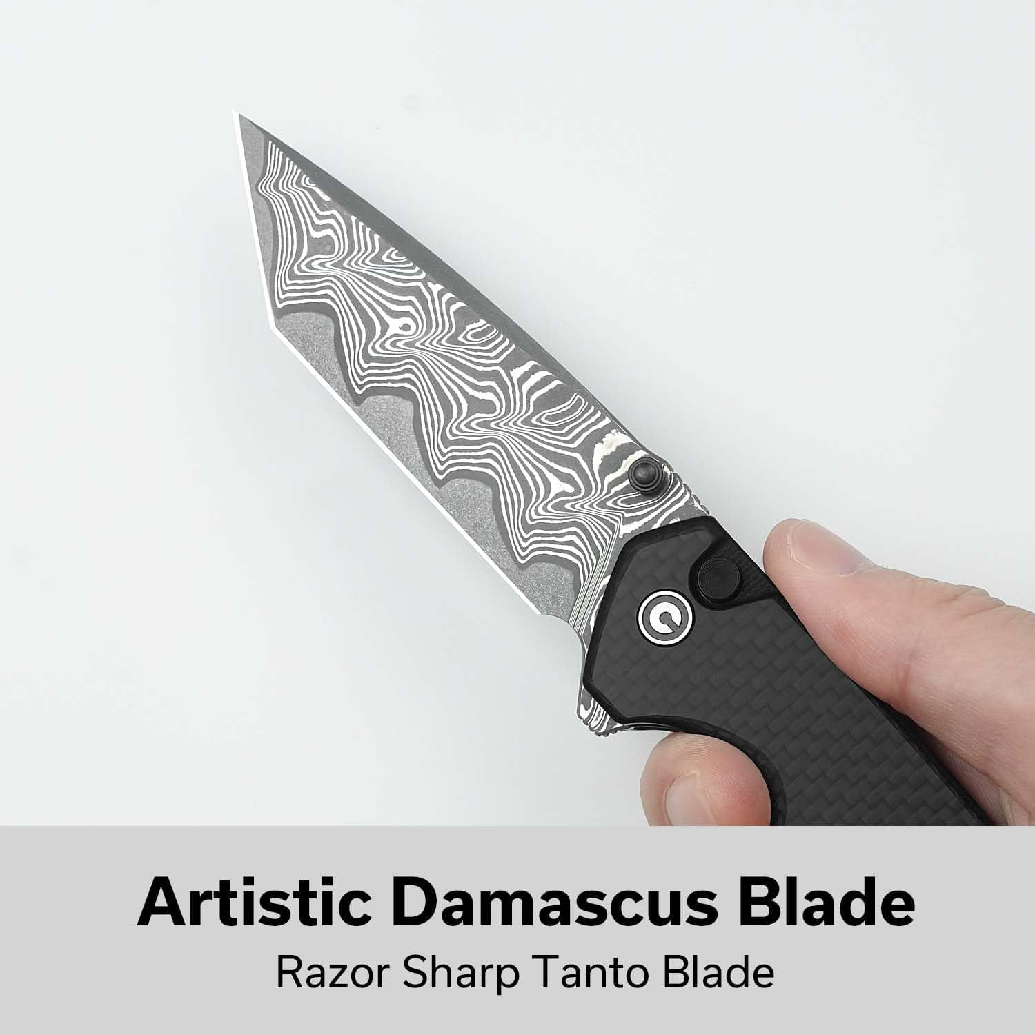CIVIVI Button Lock Brazen Pocket Folding Knife with 3.46" Damascus Blade C19059C-DS1