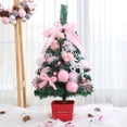 thumbnail image 3 of Inches Mini Christmas Trees Artificial Tabletop Christmas Tree with Bowknot Deer Rabbit Cotton Hair Ball Feather Bell Snowflake Ornaments for Table Desk Home Decor, 3 of 5