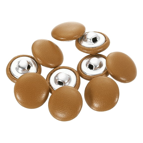 Uxcell 10pcs PU Leather Covered Button 15mm Aluminum Shank Round Button, Orange