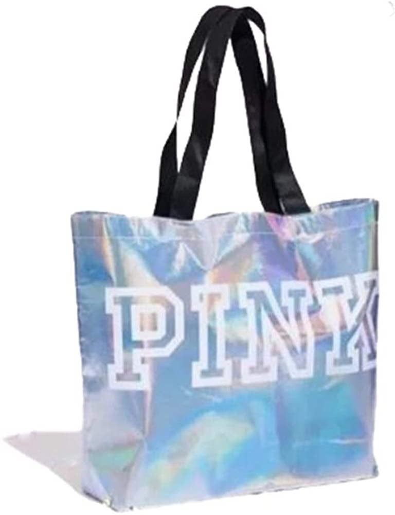 New Victoria's Secret PINK Iridescent Drawstring Backpack Tote Bag Great Gift 