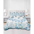 thumbnail image 2 of Quilts Twin-XL Size Bedding Set, Blue Coastal Sea Turtles Lightweight Quilted Comforter, Fish Coral Ocean Life Underwater Soft Bedspread Coverlet with Pillow Covers for All Season, 68" x 98", 2 of 7