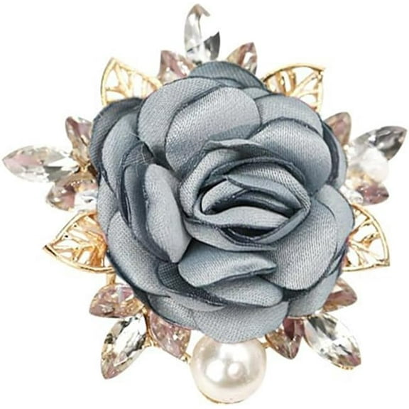 Elegant Rose Flower Brooch Pin for Women Men Wedding Party Gentleman's Essentials Handmade Crystal Pearl Fabric Flower Lapel Pin Dress Suit Accessories Boutonniere Ideas Gift