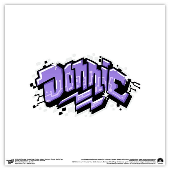 Gallery Pops Nickelodeon Teenage Mutant Ninja Turtles: Mutant Mayhem - Donnie Graffiti Tag Wall Art, Unframed Version, 12" x 12"
