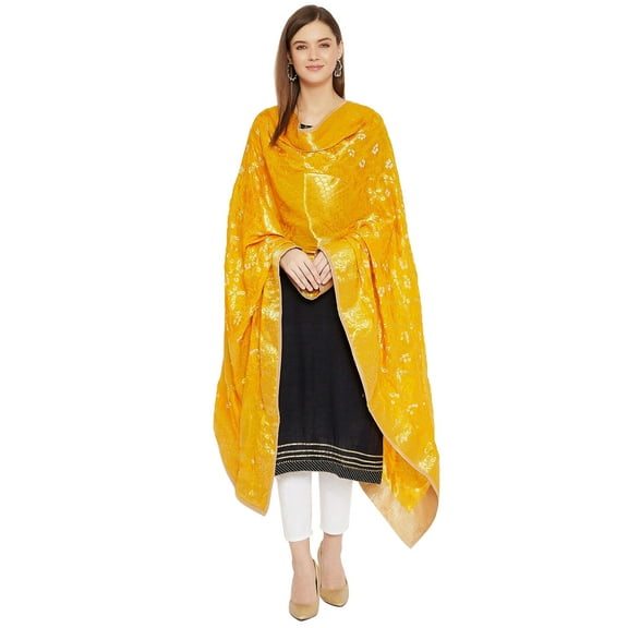 eloria Paisley Yellow Woman's Indian Ethnic Chunni, Dupatta, Stole, Scarf Shawl Wrap