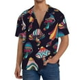 thumbnail image 7 of Lsque Mushroom Doodle print Men's Cuban Collar Short Sleeve Shirt Summer Beachwear Casual Button Down Fashionable Vacation Leisure Shirt-XX-Large, 7 of 7