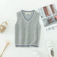 thumbnail image 2 of TiaoBug Girls Boys V Neck Sweater Vest Sleeveless Uniform Solid Outerwear School Waistcoat Grey 3-4, 2 of 3