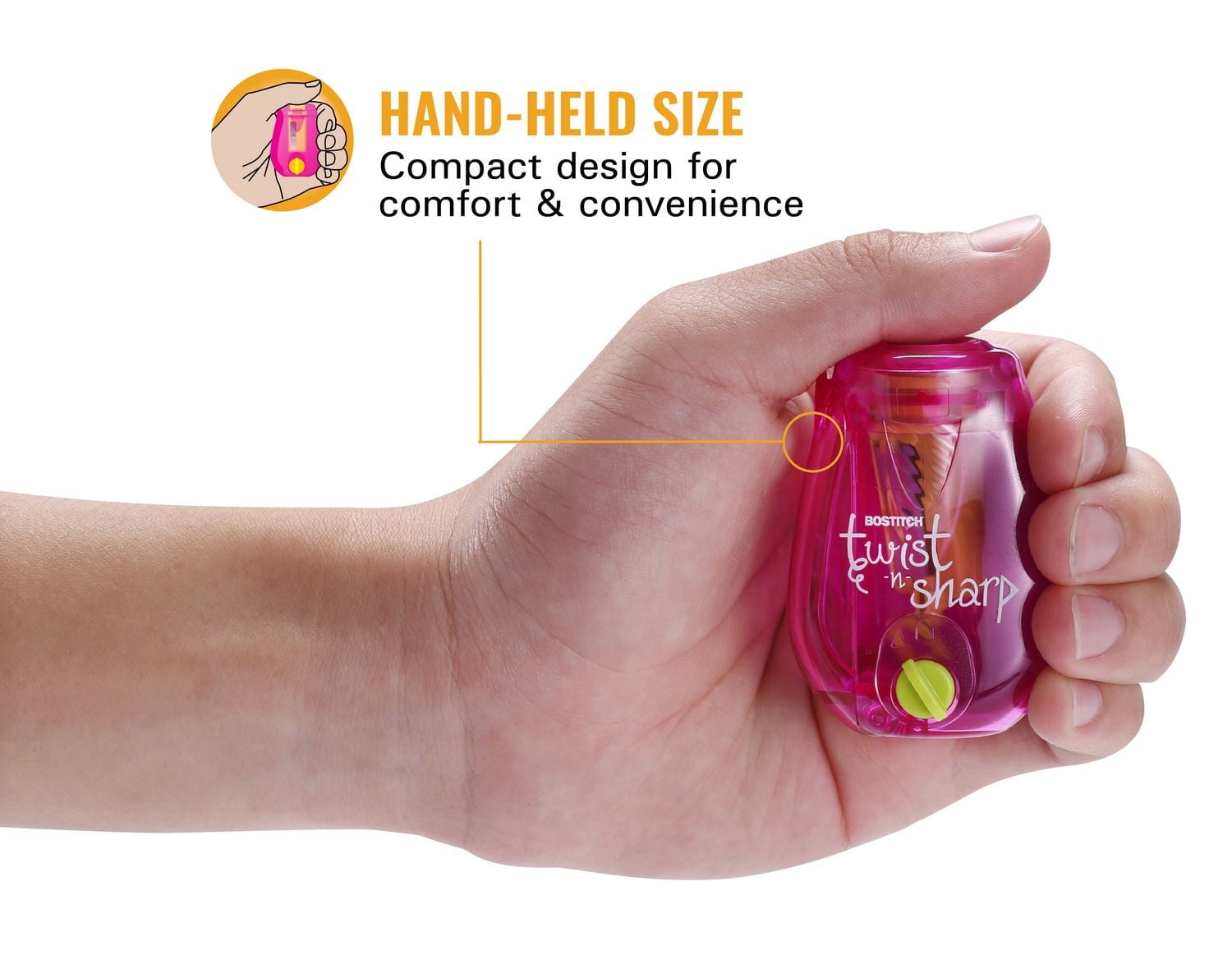 BOSTITCH Twist-n-Sharp Manual Assorted Colours Hand Held Pencil Sharpener