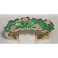 thumbnail image 2 of LBG British Made 9k Yellow Gold Natural Emerald & Opal Womens Eternity Ring - 33 size options, 2 of 4