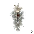 thumbnail image 5 of 2025 Corona navideña con ramas de ratán doradas para colgar en la puerta de entrada, decoración de pared para interiores y exteriores, adorno navideño K1j6, 5 of 5