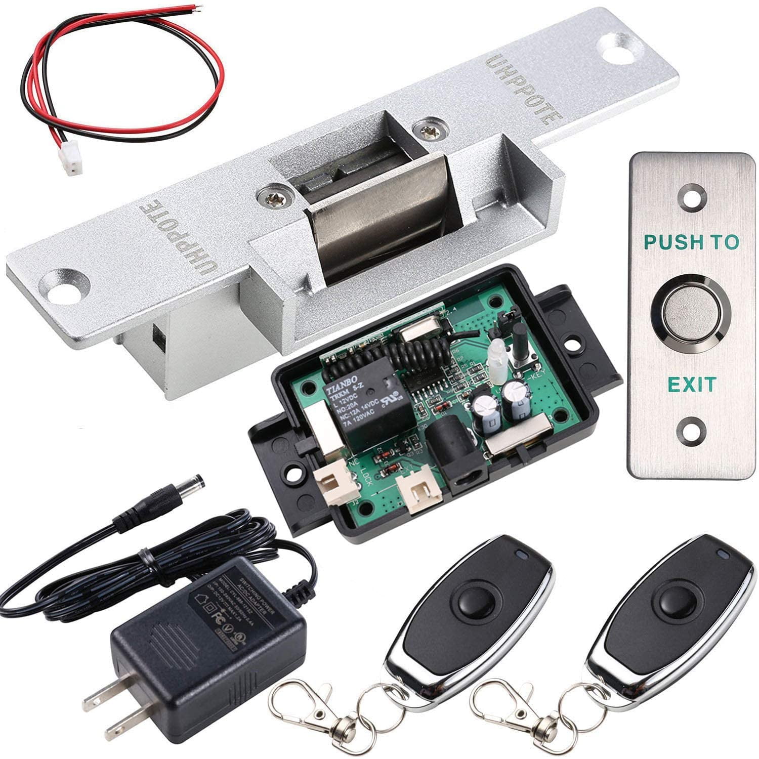 Latching Electric Strike Lock DIY Kit with Remote Control DC Adapter 
