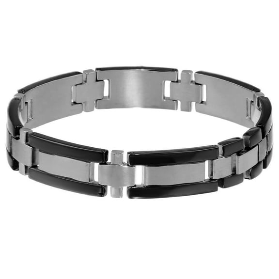 Lavari Stainless Steel Link Chain Bracelet with Black Ion Plating