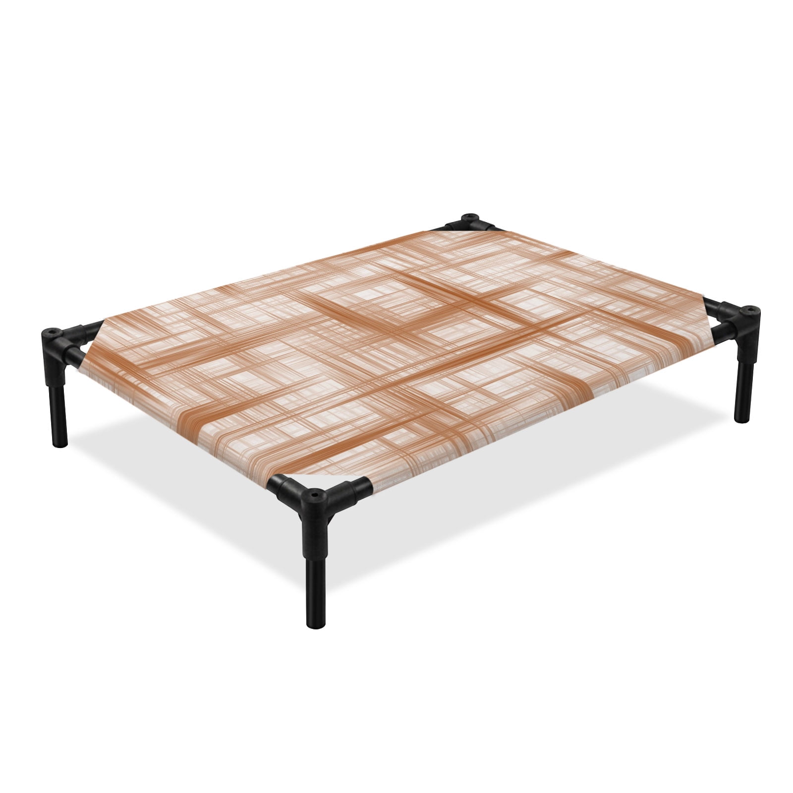 Orange Weave Mesh Elevated Dog Bed Modern Minimalist Abstract Cooling Breathable Outdoor Raised Dog Cot Bed with Metal Frame Non-Slip Feet for Large Dog 28x22in