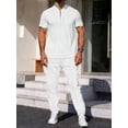 thumbnail image 5 of Men 2 Piece Casual Beach Outfits Short Sleeve Button Down Shirts Summer Loose Pant Sets Vacation Walking Outfits White S, 5 of 6
