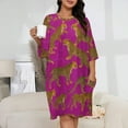 thumbnail image 2 of Pink Background Cheetah Print Repeat Sleepshirts For Sleeping Travels Loose Sleepdress Pajama Dress Soft Nightdress Sleepwear, 2 of 7
