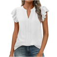 thumbnail image 2 of Camiseta de Corta con Cuello en V y Estampado de Hojas de para Mujer, Color , Talla S, 2 of 10