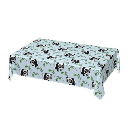 

DouZhe Rectangular Tablecloth Cartoon Animals Panda Table Cloth for Kitchen Dinning Tabletop 72 x54 Waterproof Polyester Table Cover