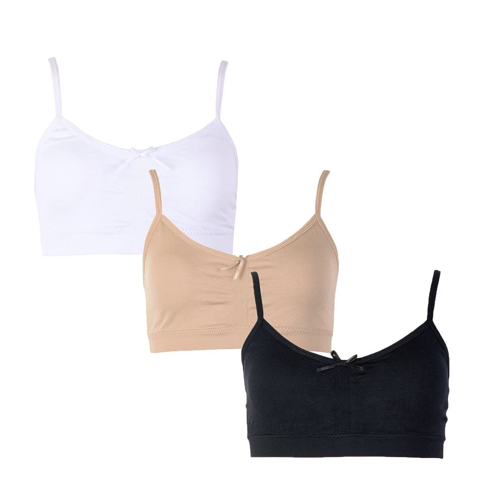 3 Pack of Girls Seamless Sweet Training Plain Bra Top with Adjustable