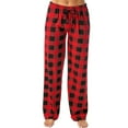 thumbnail image 1 of Qarigey Pantalón largo de poliéster para mujer, reemplazo colorido, informal, Flexible, a cuadros, para dormitorio, holgado, para chicas, Prendas para la parte inferior del cuerpo Rojo S, 1 of 5