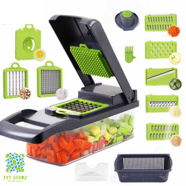 JYT - Vegetable Chopper, Slicer and Cutter with 12 in 1 Interchangeable Blades and Container by JAG Virtual