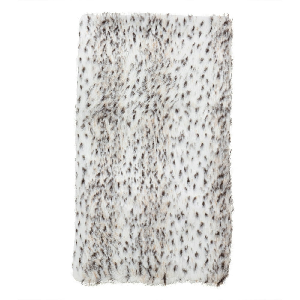 Fennco Styles Elegant Faux Fur Spotted Snow Leopard Poly Filled Throw