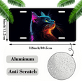 thumbnail image 2 of 1 Pcs License Plate Covers & Frames, Neon - colored Cat Profile against Dark Background For Decorative Front, Aluminum License Plate Covers & Frames Cover For Men Women, 12" X 6", 2 of 7