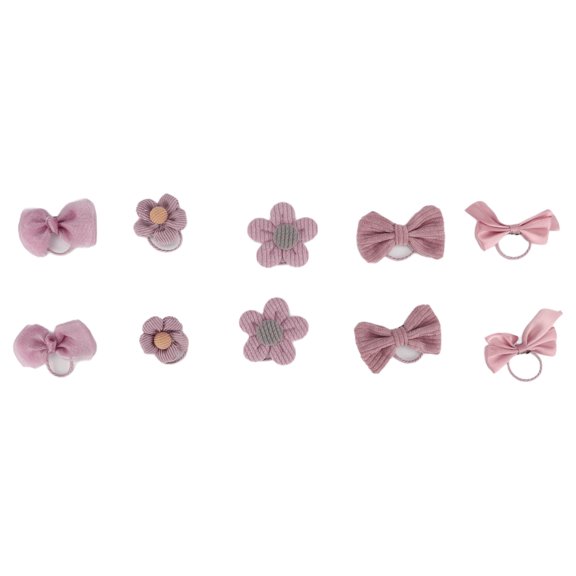 Unique Bargains 10 Pcs Cute Bow Flowers Hair Ropes Hair Scrunchies for Girls Pink