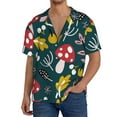 thumbnail image 3 of KLL Cartoon Leaf Mushroom Red Print Men's Shirt Short Sleeve Button Down Summer Cuba Beach Shirts- XX-Large, 3 of 7