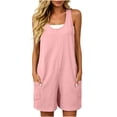 thumbnail image 5 of Women's Sleeveless Casual Romper, Loose Short Jumpsuit with Pockets, Summer Everyday Streetwear Wide Leg Jumpsuits S, 5 of 6