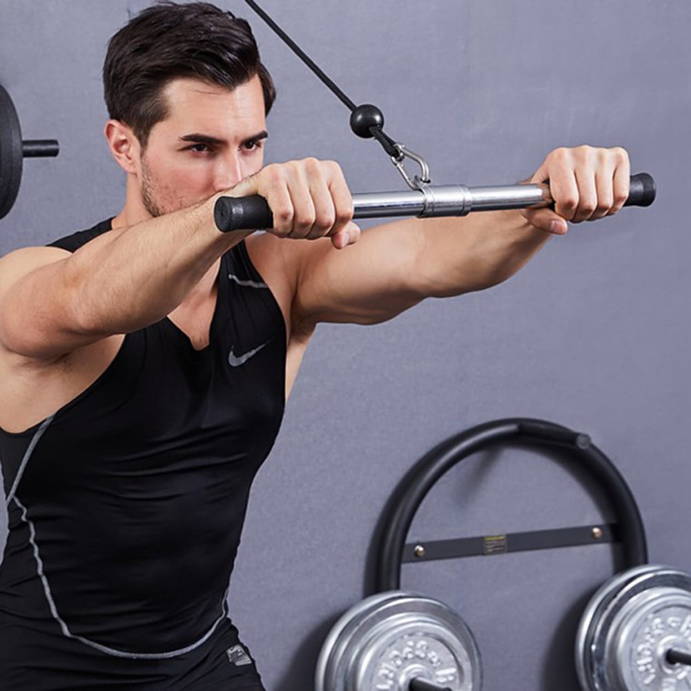 Pull Down Bar Gym Rotating Straight Bar for Cable Machine Attachments Workout Biceps Home 2Xk9061