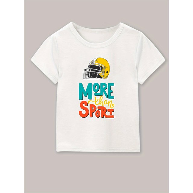 Rugby T-Shirt - More Than Sport & Rugby Graphic Print Boy's T-shirt, Crew Neck Short Sleeve Casual Tee Top For Summer