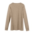 thumbnail image 6 of Endives Women's Long Sleeve Shirt Spring Basic Tee Round Neck Split Casual Loose Top T Shirt Outerwear T-Shirt with Pocket Spring Khaki, 6 of 7