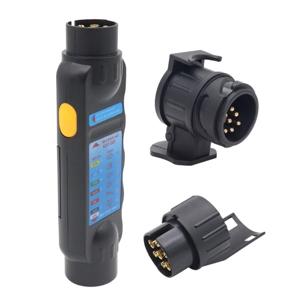 Probador de luces de remolque,Conexión del enchufe del probador del remolque de 12V y 7 pines,Enchufe del probador del conector RV del cableado de 7 pines del remolque,Indicador LED del