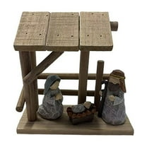 Luoshdecor Christmas Nativity Scene Decorations,Wood Jesus'Birth Statue Xmas Figurines,Cute Gift for Party Decor 7 in