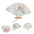 thumbnail image 3 of Unique Bargains Floral With Tassel Folding Fan 1Pc White, 3 of 5