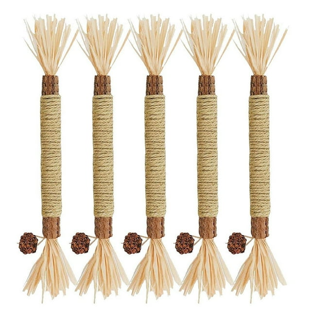 5 piezas de palitos molares naturales para gatos, juguete masticable para gatos, juguete comestible para la limpieza de dientes de gatitos.