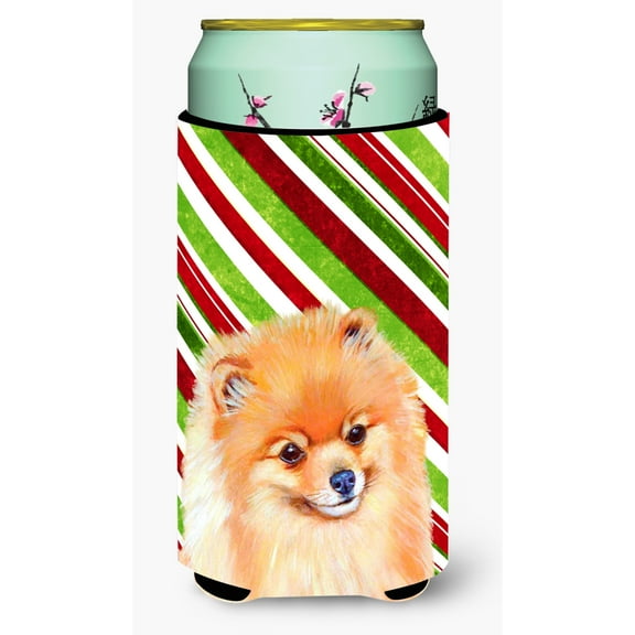 Pomeranian Candy Cane Holiday Christmas Tall Boy Hugger