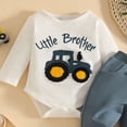 thumbnail image 5 of Toddler Boy Romper 2PCS Fall Winter Outfits Embroidery Long Sleeve Solid Pants Set 0 3 6 12 18 24 Months Baby Blue,18M, 5 of 5