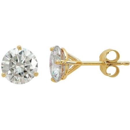 Endless Light Lab-Created Moissanite 14kt Yellow Gold 6.5mm Round Post Earrings
