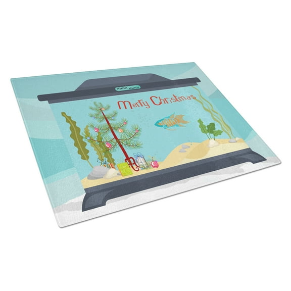 Carolines Treasures CK4530LCB Paradise Fish Merry Christmas Glass Cutting Board Large, 12H x 16W, multicolor