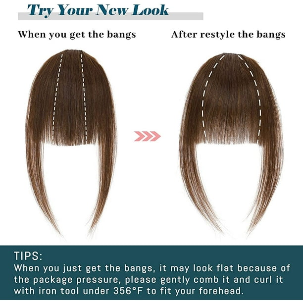 ALmi Clip in Bangs Human Hair Chic Short Bangs with Temples One