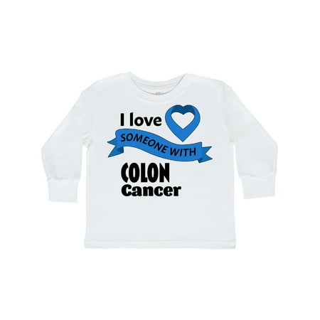 

Inktastic I Love Someone with Colon Cancer blue heart ribbon Gift Toddler Boy or Toddler Girl Long Sleeve T-Shirt