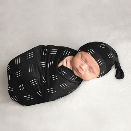 UPC: 0846480095156 | Sweet Jojo Designs Black and White Boho Hatch Baby Cocoon and Beanie Hat Sleep Sack Set Boy Girl
