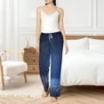 thumbnail image 5 of Uemuo Retro Blue Glitter Pattern Women's Wide Leg Palazzo Lounge Pants with Pockets Light Weight Loose Comfy Casual Pajama Pants-Small, 5 of 9