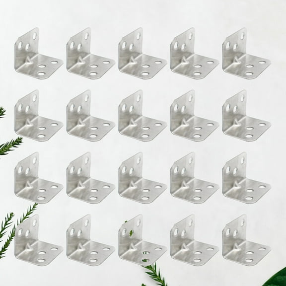 SOPOTUTU 20Pcs Heavy Duty L Shaped Iron Brackets Silver for Clothes Hanger and Shelf Support