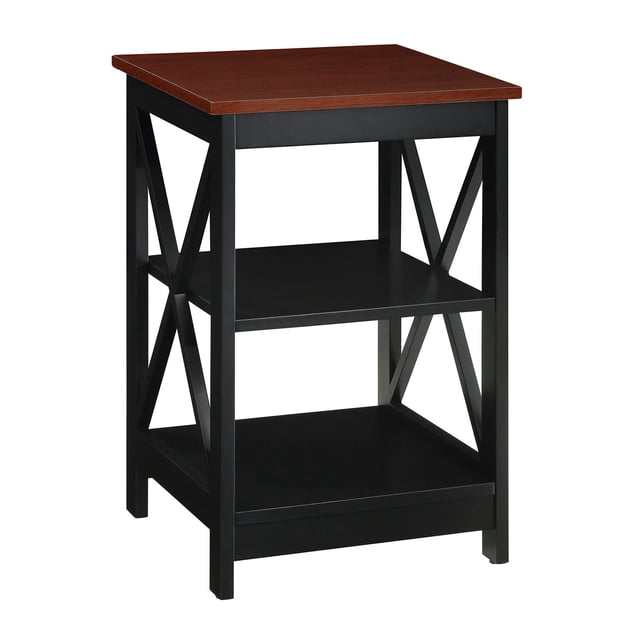 Convenience Concepts Oxford End Table in Black and Cherry Wood Finish
