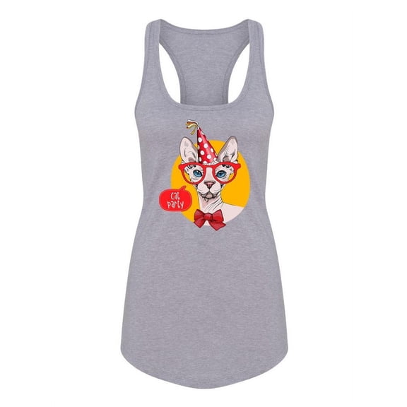 Sphynx Cat Party Racerback Tank Women -Image by Shutterstock, Female Medium