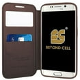 thumbnail image 4 of NEW BEYOND CELL BROWN INFOLIO WALLET CASE COVER WITH NOTIFICATION WINDOW AND TPU SKIN VIEWING STAND FOR SAMSUNG GALAXY S6 EDGE SM-G925 PHONE, 4 of 4