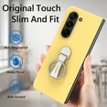thumbnail image 4 of Dteck for Galaxy Z Fold 6 Case with Built-in Screen Protector, Metal Ring Holder Stand Shockproof Slim Hard PC Protective Phone Cover for Samsung Galaxy Z Fold6,Yellow, 4 of 8