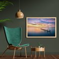 thumbnail image 2 of Nature Wall Art with Frame, Sunset at Abandoned Jetty with Smooth Water and Nice Sky Digital Image, Printed Fabric Poster for Bathroom Living Room, 35" x 23", Marigold Petrol Blue, by Ambesonne, 2 of 2